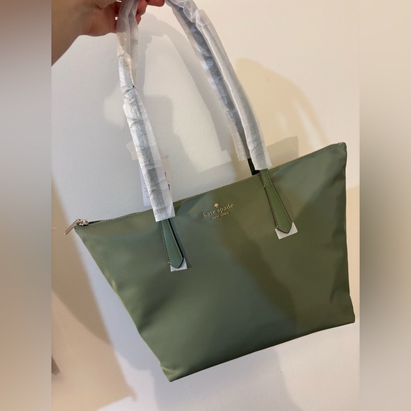 Kate Spade Olive Green Tote Bag, new with tags - Picture 1 of 8